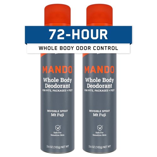 Mando Whole Body Deodorant for Men - Invisible Spray with 72-Hour Odor Control - Aluminum & Benzene Free - 3.6 oz Cans (Pack of 2) - Mt Fuji