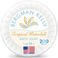 BERGMAN KELLY - Hotel Soap Bars in Bulk - Tropical Waterfall, 1 oz, 200 PK - Small Individually Wrapped Round Soap - Travel Size Mini Toiletries for Airbnb, Motel, Guest Bathroom