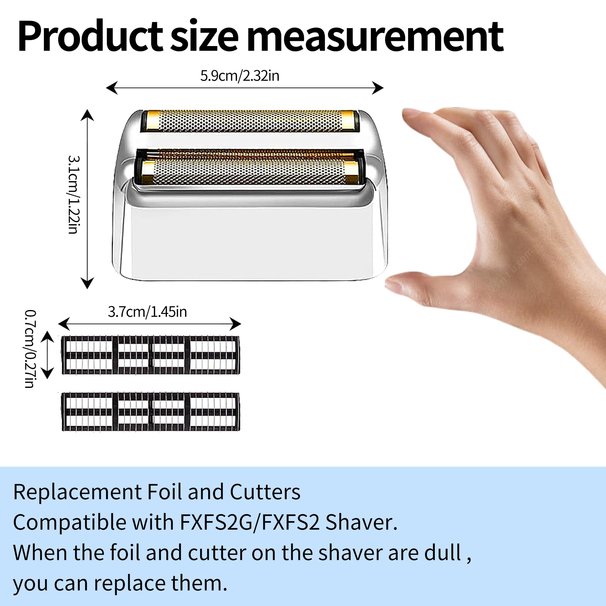 1 Pack Professional Replacement Foil and Cutters for BaBylissPRO Barberology Double Foil Shaver, Compatible with BaBylissPRO Barberology FXFS2 Shaver，Silver