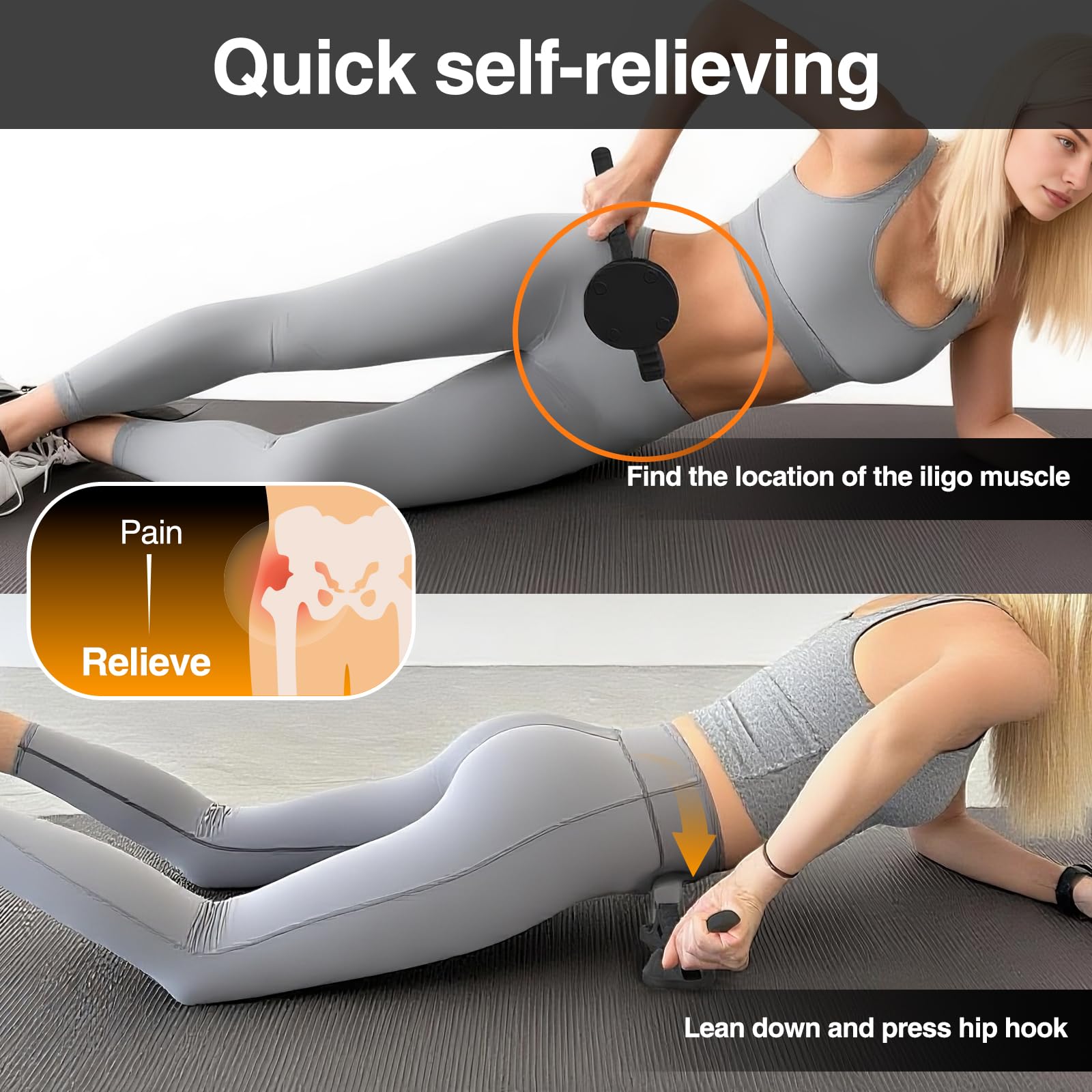 Telyora Psoas Release Tool-Hip Flexor Release Tool Fully Adjustable for Iliacus,Waist Pain Sciatica,Back&Posture Relief,Massage Hook and Trigger Point Massage Tool