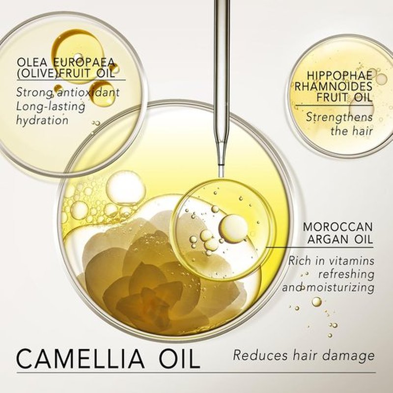 Camellia Hair Oil Serum - Nourishing Hydrating Oil for Dry, Damaged & Frizzy Hair | Adds Shine & Smooths Split Ends