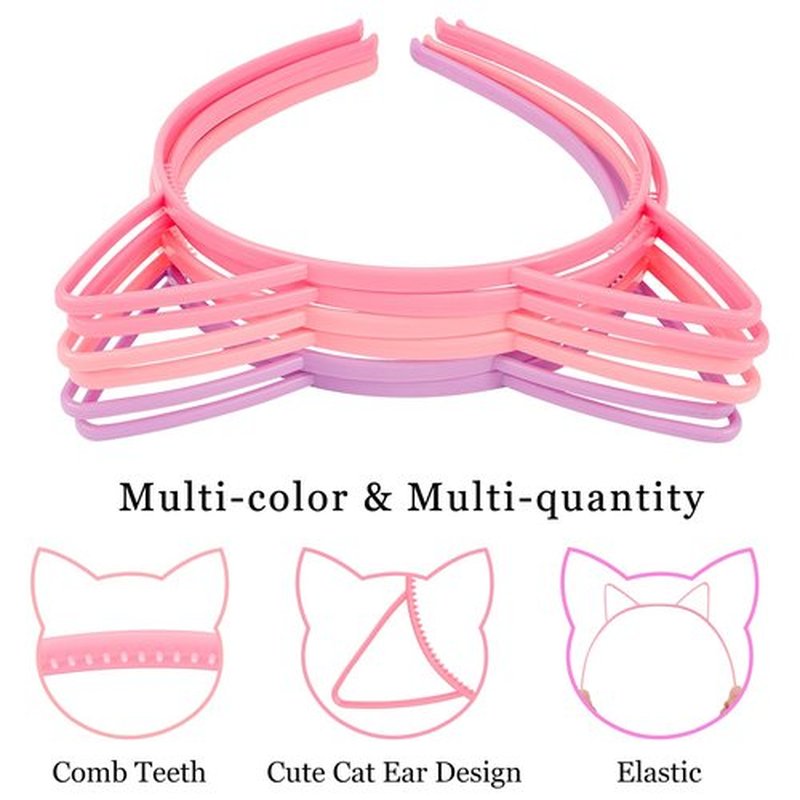 KICOSY 25Pcs Cat Ears Headbands for Women Plastic Kitty Hairbands Cat Ear Hair Hoops Halloween Decorations Hair Accessories for Women Favor for Party Costume Daily Wearing