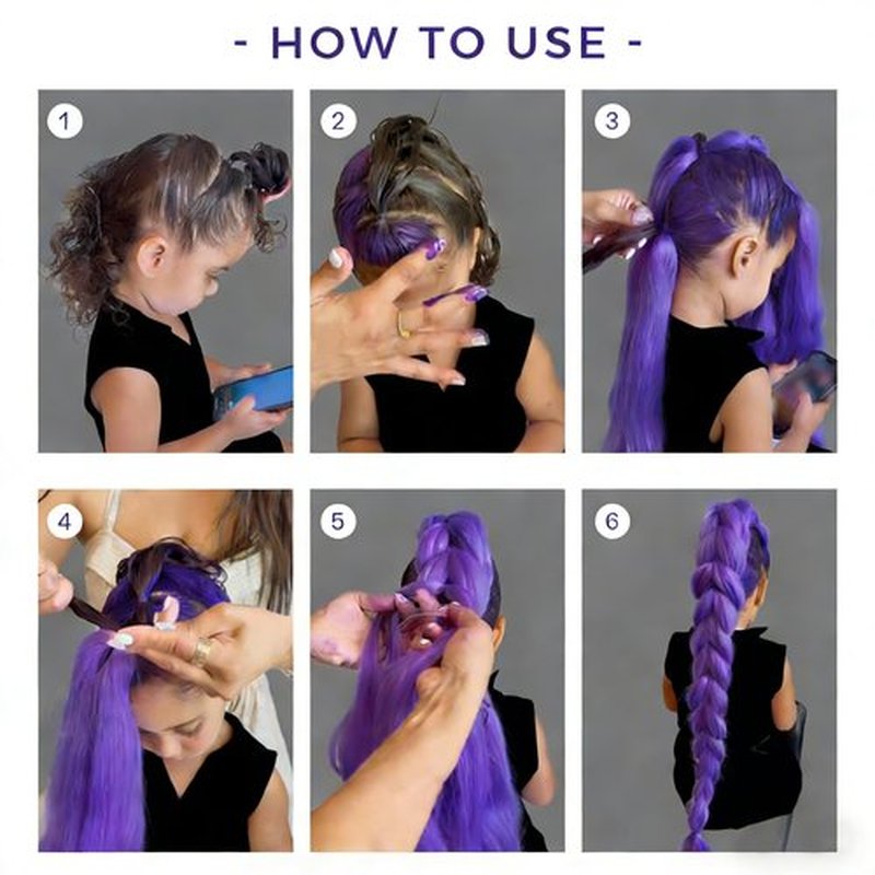 Beauday long Purple Braiding Hair Pre stretched Synthetic Hair Extensions for Braids,Yaki Texture Purple Hair Extensions for Stage Party Halloween Costume Cosplay 24 inch