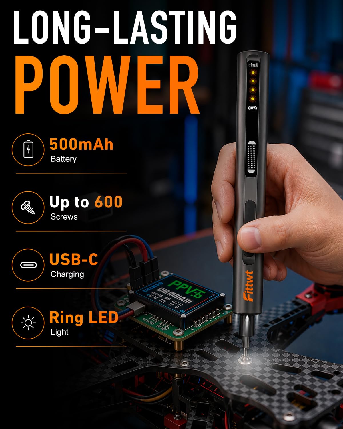 Mini Electric Screwdriver Set with 6 Torque Levels,0.2 to 0.7 N.m Rechargeable Cordless Screwdriver Kit with 67 S2 Magnetic Bits, Precision Screw Driver with LED Light for Electronics Repair,PC,RC