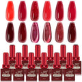 JR 12pcs 12ml Deep Red Gel Polish Set Includes Cat Eye Nail Polish Gel Glitter Pearl Gel Nail Polish Kit Salon-Quality Long-Lasting, Chip-Resistant Gel Polish Set for Nail Salon DIY&Professionals