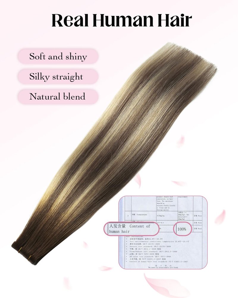 XDhair Invisible Tape in Hair Extensions 20pcs 50g Walnut Brown to Ash Brown and Golden Blonde Seamless Injected Tape ins Human Hair Extensions 18 Inch #3/8/22