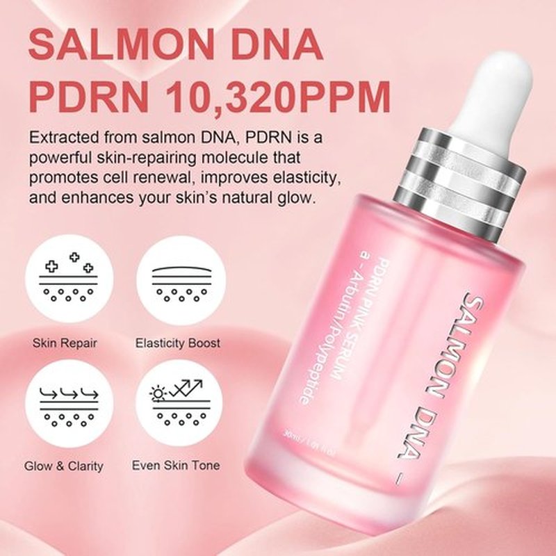 PDRN Pink Glow Serum - Hydrating Korean Peptide & Niacinamide Formula for Firm, Bright Skin | 1.01 fl. Oz