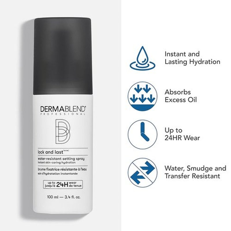 Dermablend Lock And Last Setting Spray - Water-Resistant Finishing Spray for Lightweight Makeup Finish