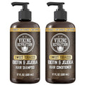 Viking Revolution Sweet Tobacco Men's Shampoo & Conditioner Set - Biotin & Jojoba Oil for Thinning Hair (17 Oz)