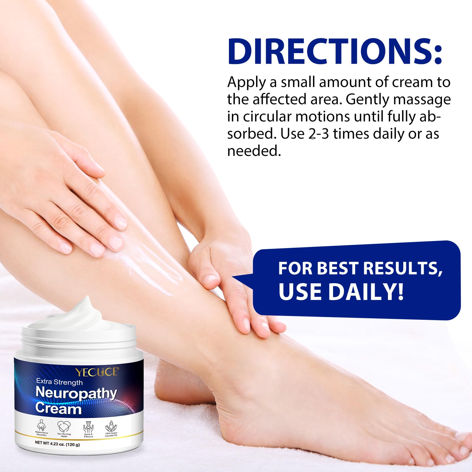 ISUNRISE Neuropathy Nerve Relief Cream - Maximum Strength Soothing for Feet, Hands, Legs, Toes, Back Discomfort - Fast Absorbing Gel Moisturizing Cream, Non-Greasy - 4.23 oz