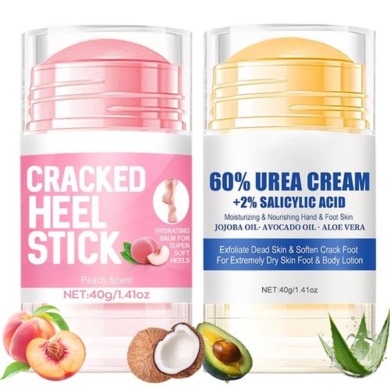 2Pcs Crack Feet Prevention Stick, Hydrating Heel Balm for Dry Cracked Feet,Moisturizing Foot Care Cream, Foot Balm Stick Intensive Repair Feets,Hands,Heels,Elbow and Knees and Softening Dry Skin