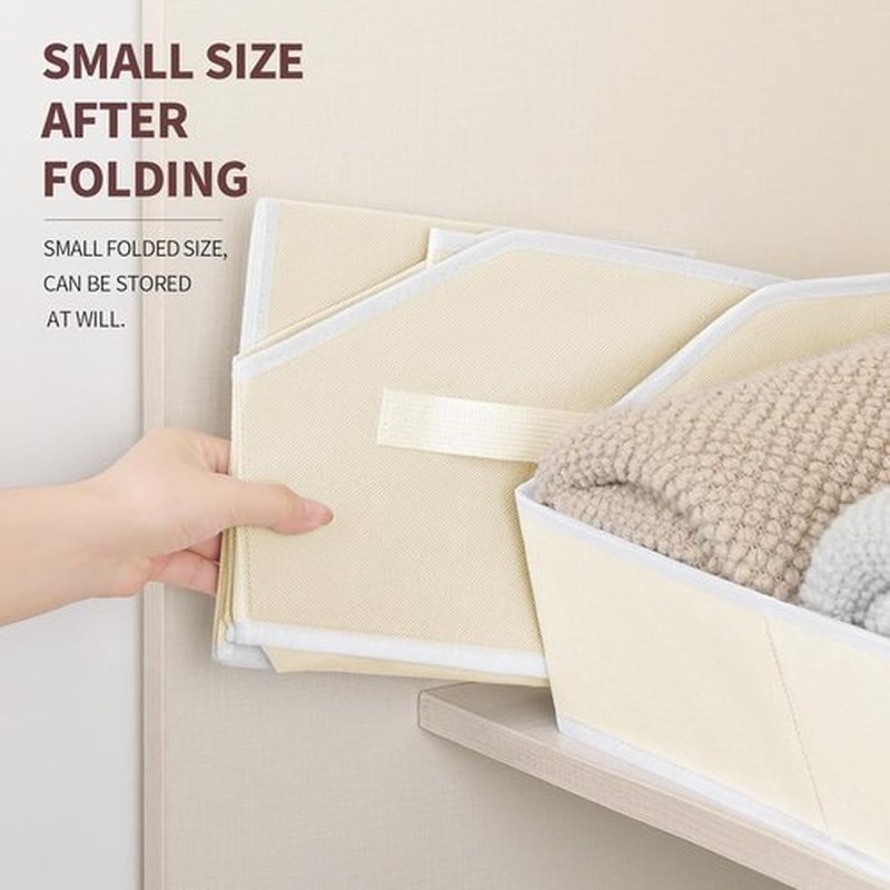 Homsorout Storage Bins - Large Trapezoid Closet Organizer Baskets with Handles | 4-Pack, Beige
