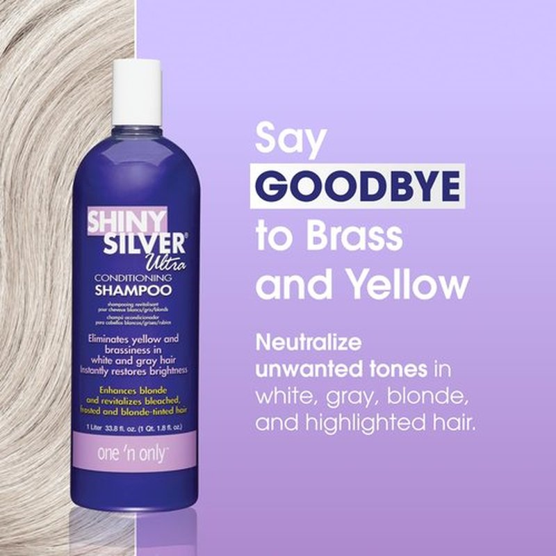 One 'n Only Shiny Silver Purple Shampoo - Argan Oil Toning for Blonde, Gray & Highlighted Hair - Moisturizes & Reduces Brassiness (1 Liter)