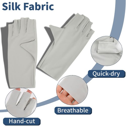 eggigi 6 Pairs UPF 50+ UV Protection Half-Finger Gloves - Touchscreen Gel Nail Manicure Gloves for Women, 6-Color Breathable Skin Care Gloves