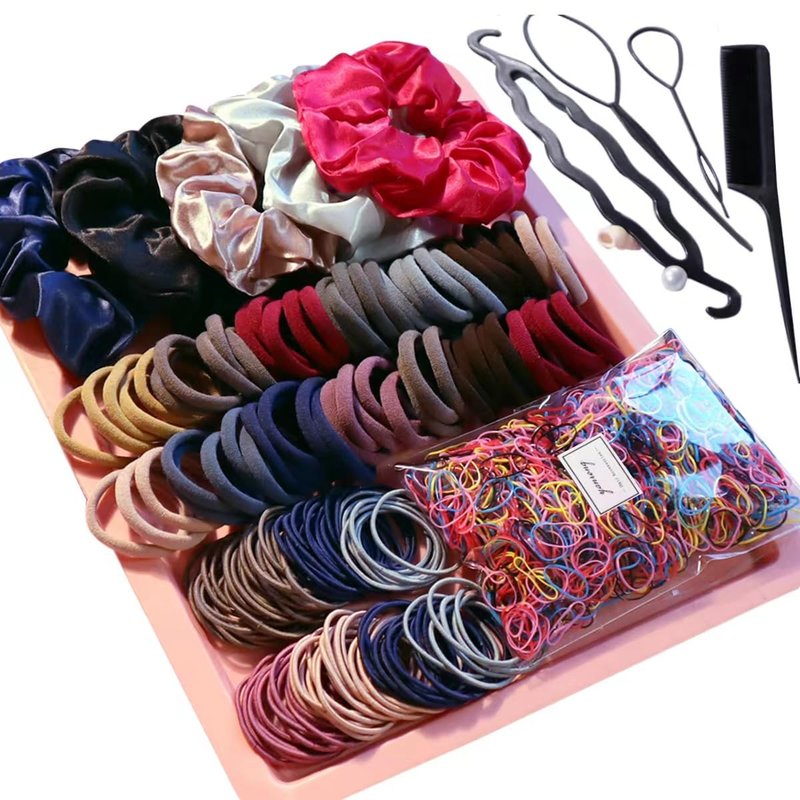 YANRONG 1159PCS Hair Accessories for Woman Set Seamless Ponytail Holders Variety Hair Scrunchies Hair Bands Scrunchy Hair Ties For Thick and Curly (Deep Colour)