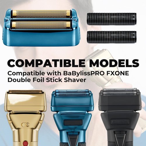 BaBylissPRO Shaver Replacement Foil & Cutter - Hypoallergenic Extra-Close Head | FXONE Double Foil, Blue