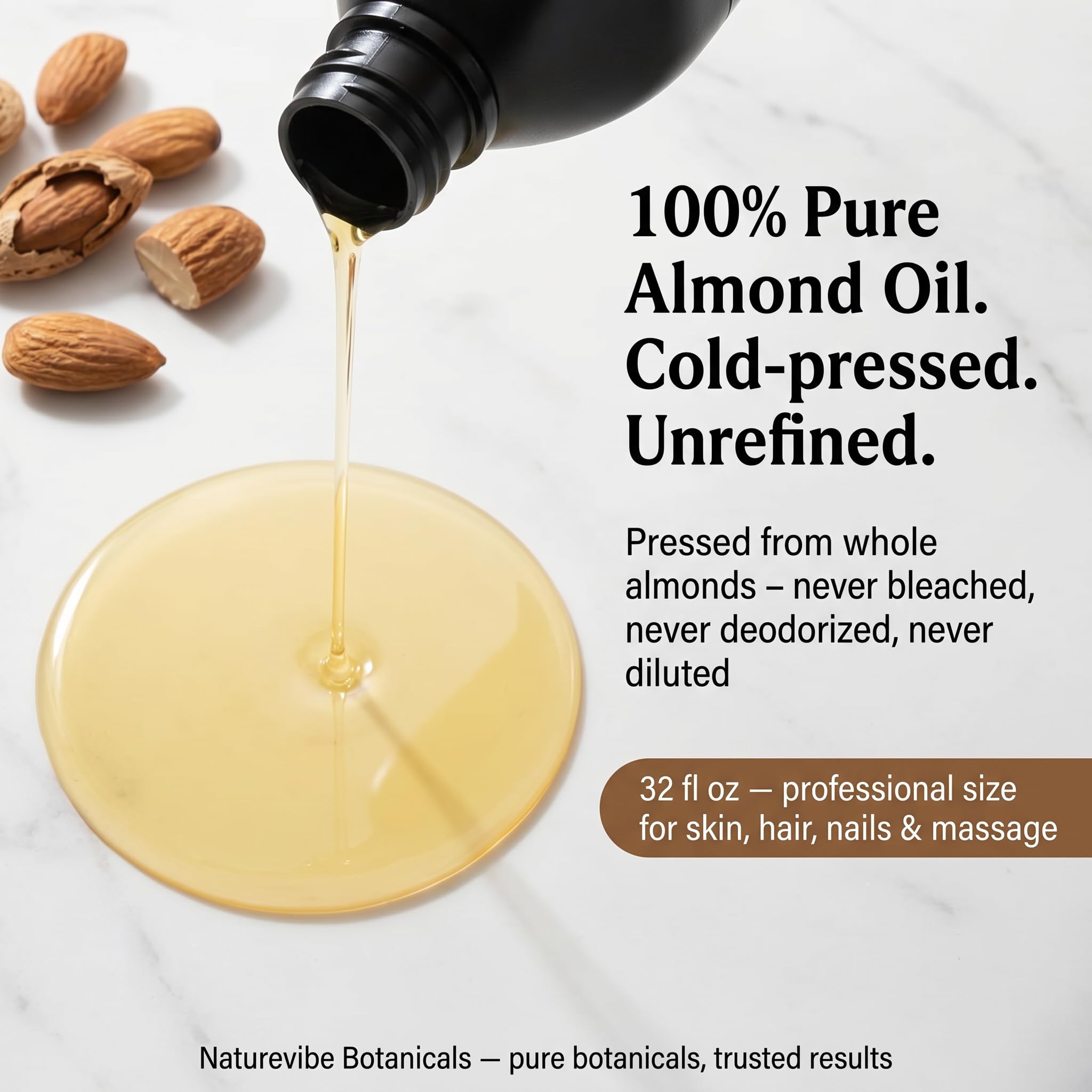 Naturevibe Botanicals Argan Oil 32 Fl oz – Cold Pressed, Unrefined, Pure Moroccan Argan Oil for Hair, Skin, Face & Massage – Natural Carrier Oil for DIY Beauty & Aromatherapy