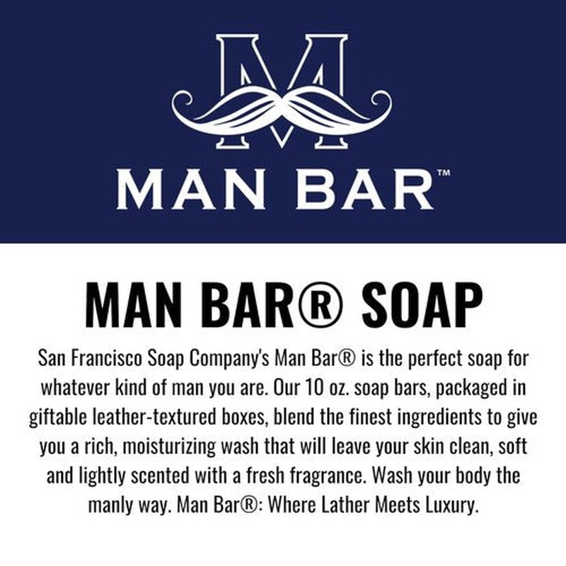 San Francisco Soap Company Bergamot & Cognac Man Bar - Invigorating Formula - All Skin Types - Made in the USA