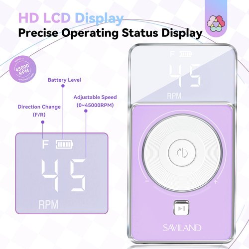 SAVILAND SSPro X-Drill Nail Drill Professional: 45000 RPM Quick Removal for Acrylic Nails Electric Nail File 3000 mAh Nail Drill Kit Portable EFile with Ceramic Bits Sanding Bands Nail Tech Salon