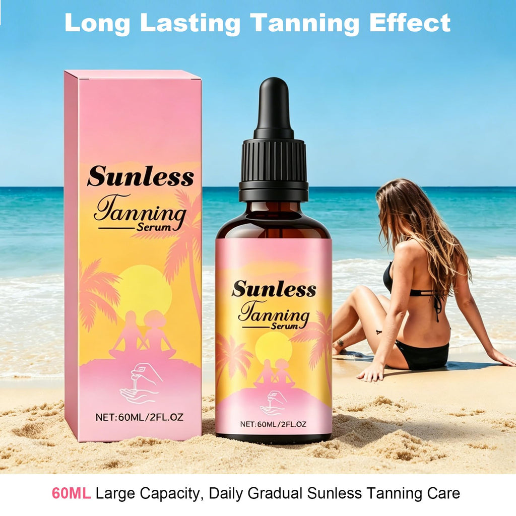 Sunless Tanning Drops for Face & Body - Plant Based Self Tanner Drops, Streak-Free Customizable Bronzing Serum, Natural Glow, Moisturizing, Cruelty-Free Self Tanning Serum for All Skin Tones, 60ml