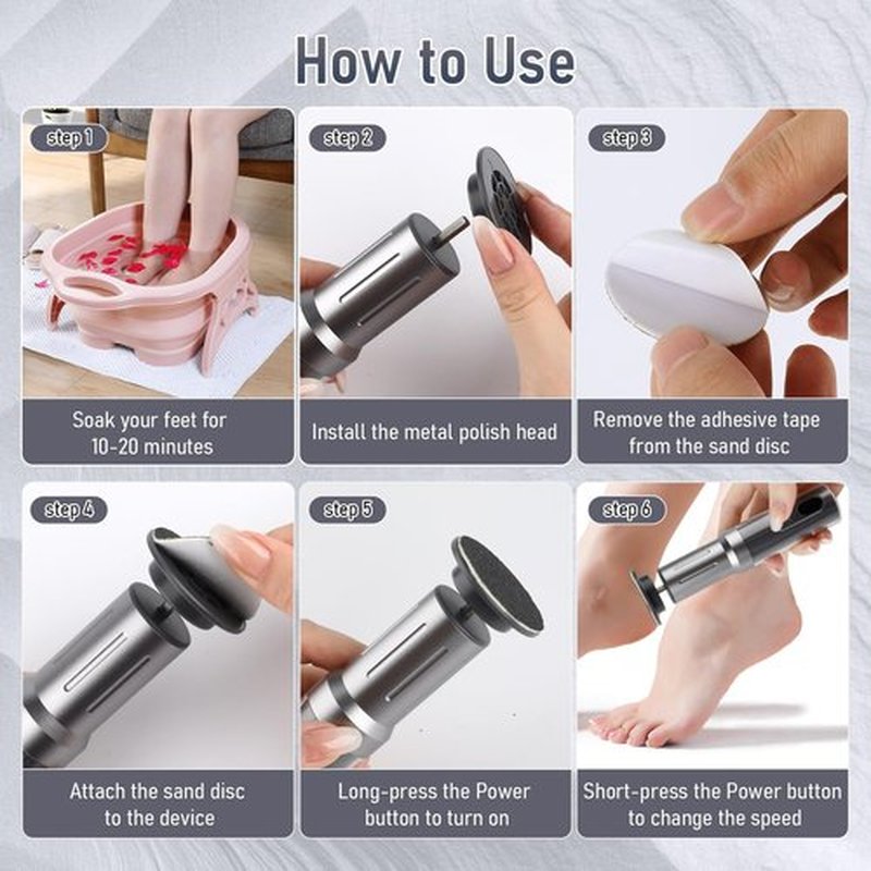 ANGNYA Electric Callus Remover for Feet with 3 Adjustable Speeds, Rechargeable Stand and Replacement Sandpaper Disks, Electric Foot Callus Remover Foot File for Feet Pedicure Tool for Dead Skin (Grey)