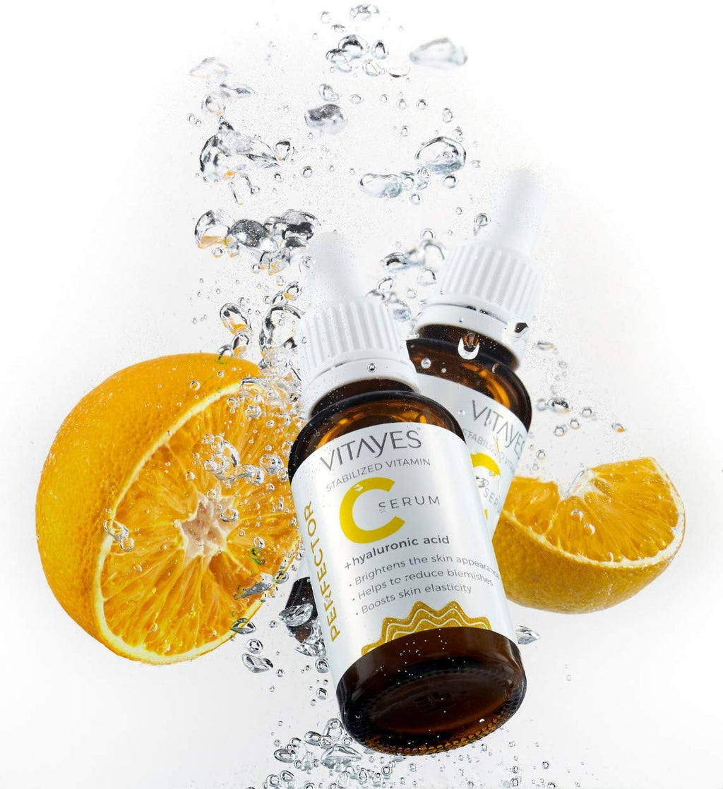 VITAYES Vitamin C Face Serum Anti Aging Serum with Hyaluronic Acid Skin Hydrating & Brightening for Dark Spots, Fine Lines and Wrinkles 1 Oz.
