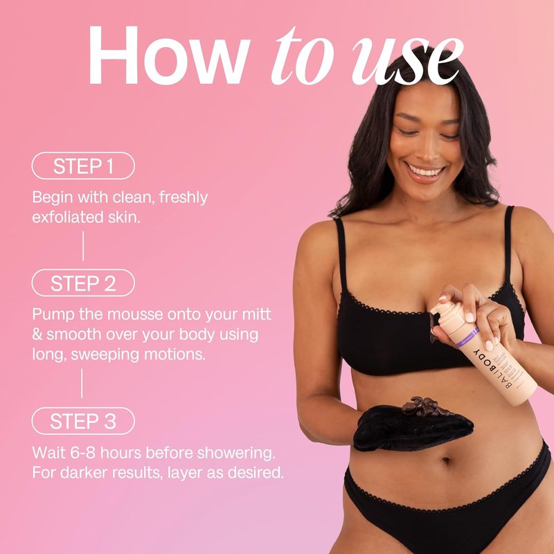 Bali Body Deep Violet Self-Tanning Mousse & Mitt Bundle - Natural Bronzed Glow | Streak-Free, Vegan & Cruelty-Free