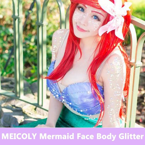 MEICOLY Clear White Body Glitter - Chunky Mermaid Face Glitter Gel for Concerts & Festivals | 50ml