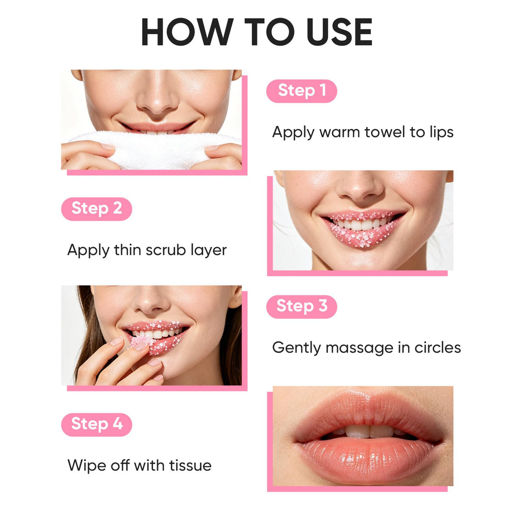 Natural Sea Salt Lip Scrub – Gently Exfoliates & Moisturizes, Removes Dry Flaky Skin for Soft, Smooth, Plump Lips, with Jojoba Oil & Shea Butter