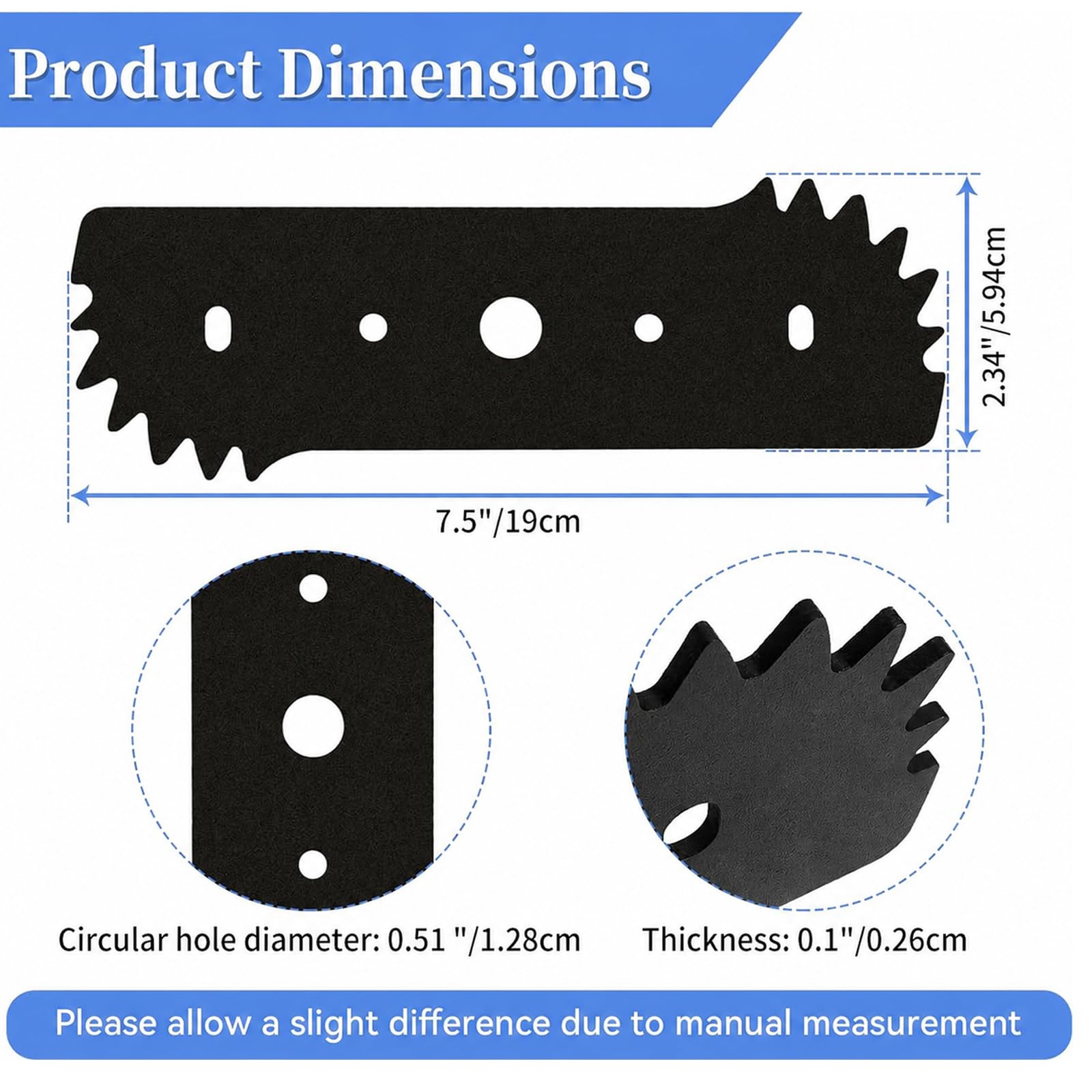 Bularie 7-1/2" Electric Edger Blades 50018386 Compatible with Worx WG896 WG895 Lawn Edger Blades - Replacement 7.5" Lawn Edger Steel Blade for Craftsman Edger Blade, Replace WA0034, 71-86880, 3 Pack