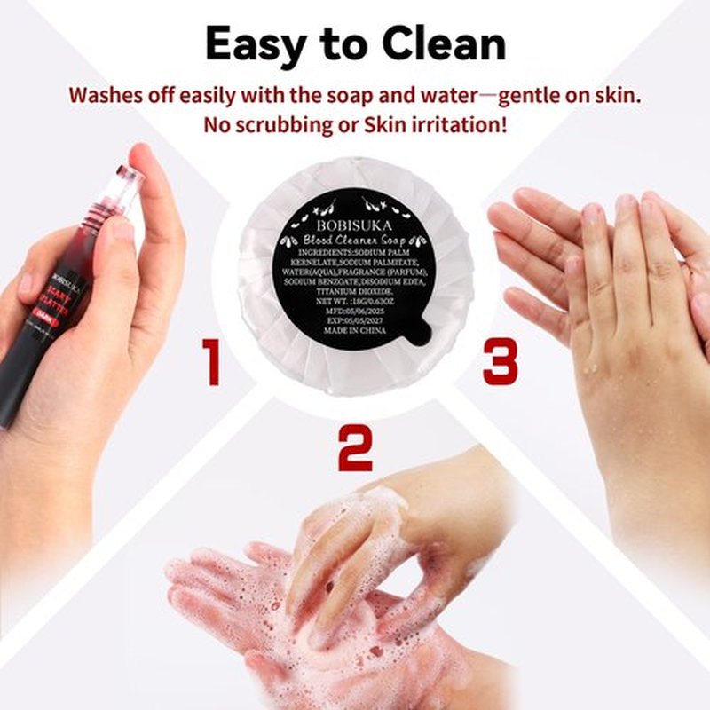 Halloween Fake Blood SFX Makeup Kit – Realistic Liquid Spray, Dripping Blood, Coagulated Gel, Capsules, Sponge & Soap – Washable Special Effects Body Paint for Vampire & Zombie Costumes