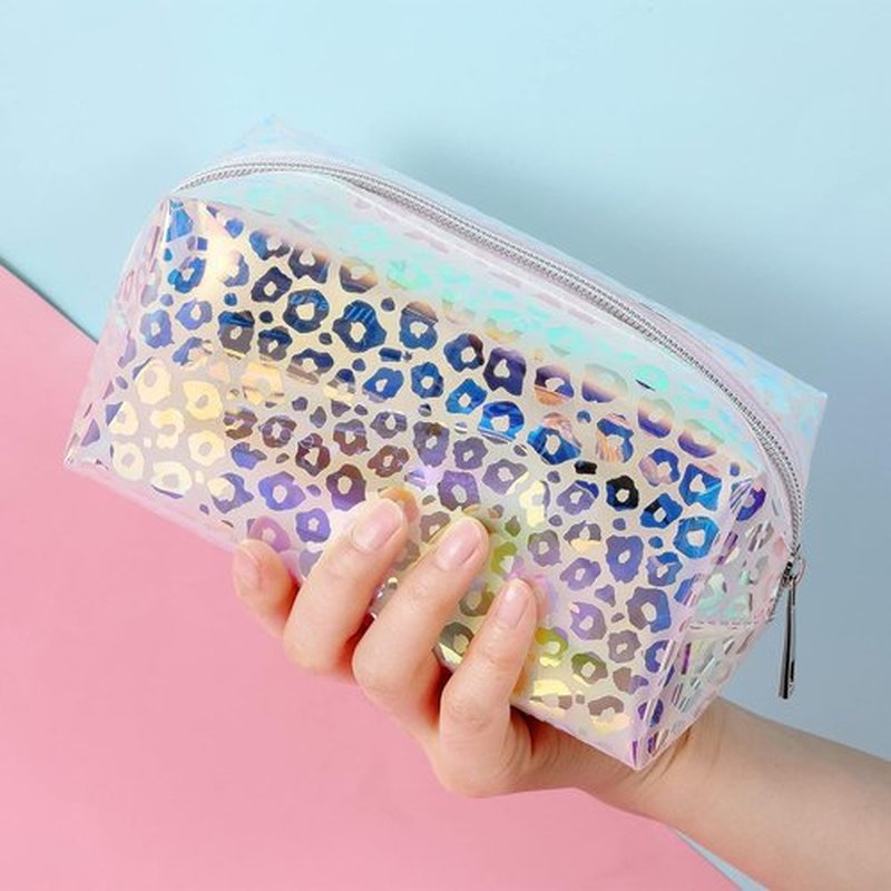 Boao Holographic Makeup Bag Set - Iridescent Glitter Travel Cosmetic Pouches | Zipper Toiletry Organizer, 2 Pcs