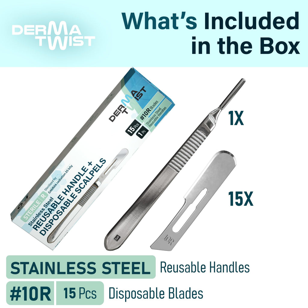 DermaTwist 10R Dermaplane Razor for Women Face – 15-Pack Sterile Dermaplane Scalpels Blades + #3 Dermaplane Handle Facial Razors for Women Face Dermaplaning Professional Face Shaver