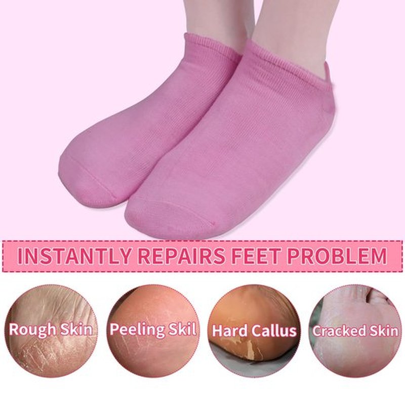 Giloner Foot Moisturizing Socks(Size 5.5-8.5) 2Pairs,Silicone Socks for Women,Gel Socks for Foot Care,Silicone Socks for Repairing and Softening Dry Cracked Feet Women-Self Care Gifts