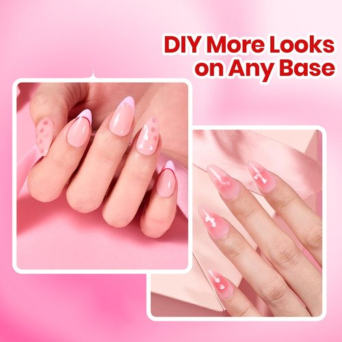 Beetles Valentines Nails Polish - Pink Heart Sweetheart Glow Glitter Nail Polish 15ml/0.51Fl Oz - Long-Lasting Quick Dry Nail Polish DIY Nails Art Spring Valentines Nails Gifts for Her