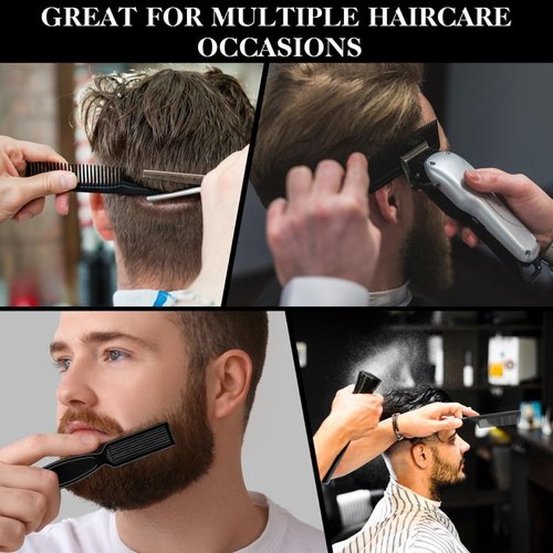 DUAIU 9Pcs Hair Comb Set, Professional Barber Combs for Hair Cutting and Styling - Premium Grade Hair Spray Bottle Neck Duster Barber Brush Set, Taper Texture Clipper Comb Tools for Men Boys