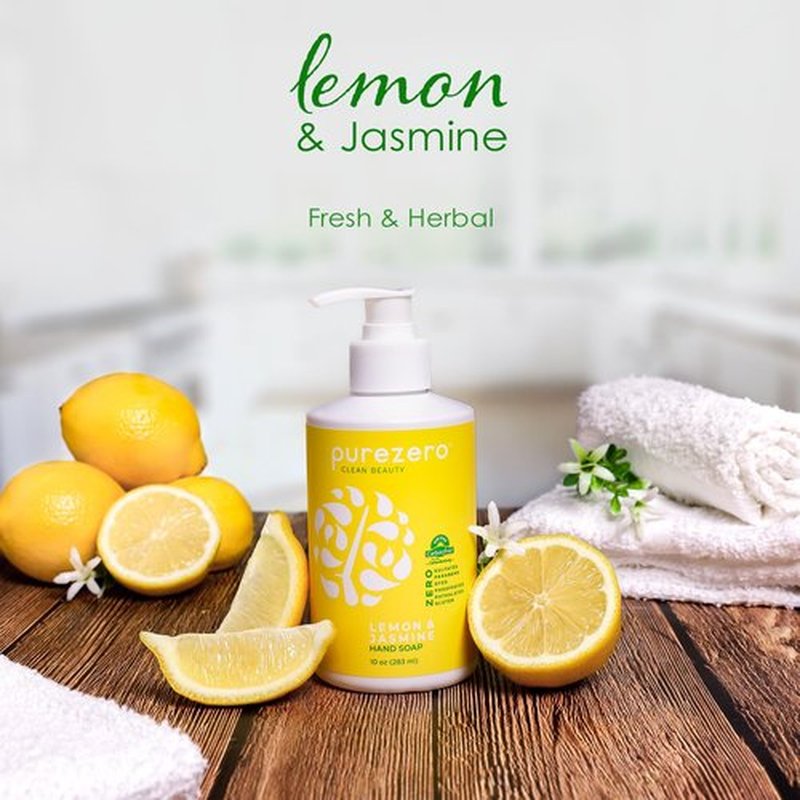 Purezero Lemon & Jasmine Hand Soap Refreshing Citrus Scent, Moisturizing & Sulfate-Free, Vegan Liquid Hand Wash, Formulated Without Parabens, Cruelty-Free, 10 ounces (3 Pack)