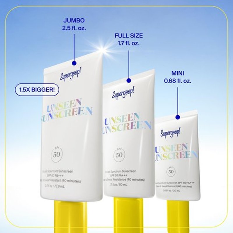 Supergoop! Unseen Sunscreen - SPF 50 - Clear & Invisible Face Sunscreen + Broad Spectrum + Makeup-Gripping Primer - Weightless, Scentless, Oil Free - For All Skin Types & Tones - 0.68 fl oz, 2 Pack