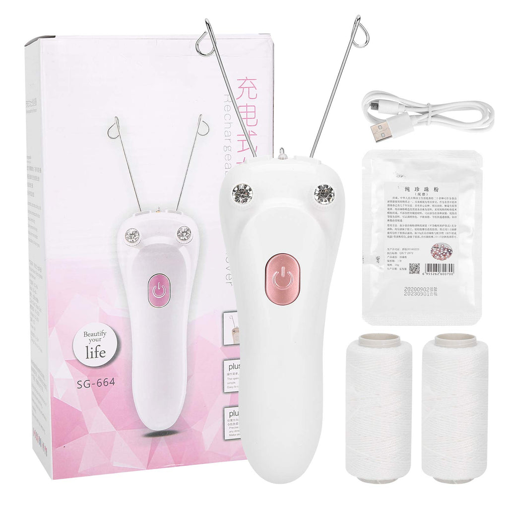 Sunicon Facial Threading Hair Removal, USB Rechargeable Electric Women Cordless Facial Threading Epilator Ladies Beauty Epilator Trimmer Cotton Threading Tool for Body Facial Pull(Pinks)