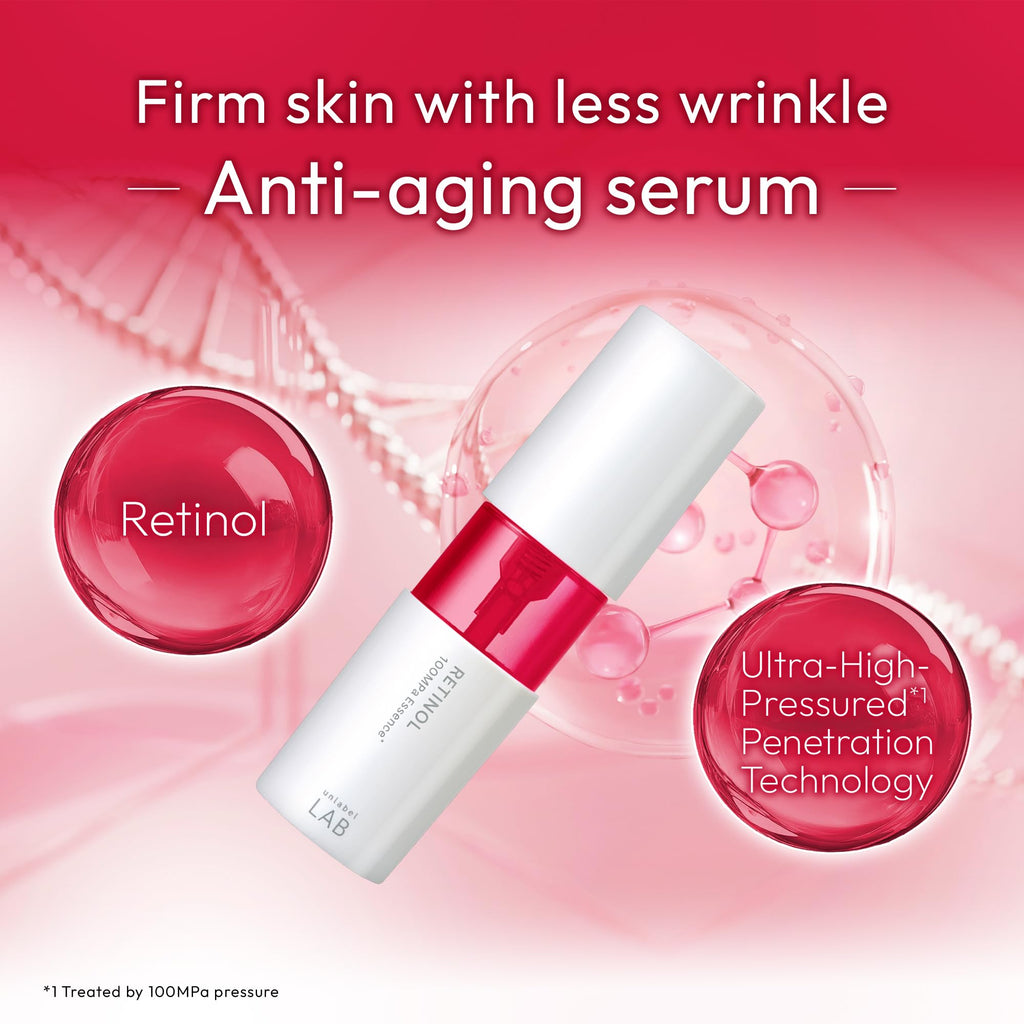 unlabel LAB Retinol Serum, Ultra-High-Pressured Retinol, Facial Essence for Wrinkles & Fine Lines, Fragrance Free, Made in Japan, J-beauty, 50mL