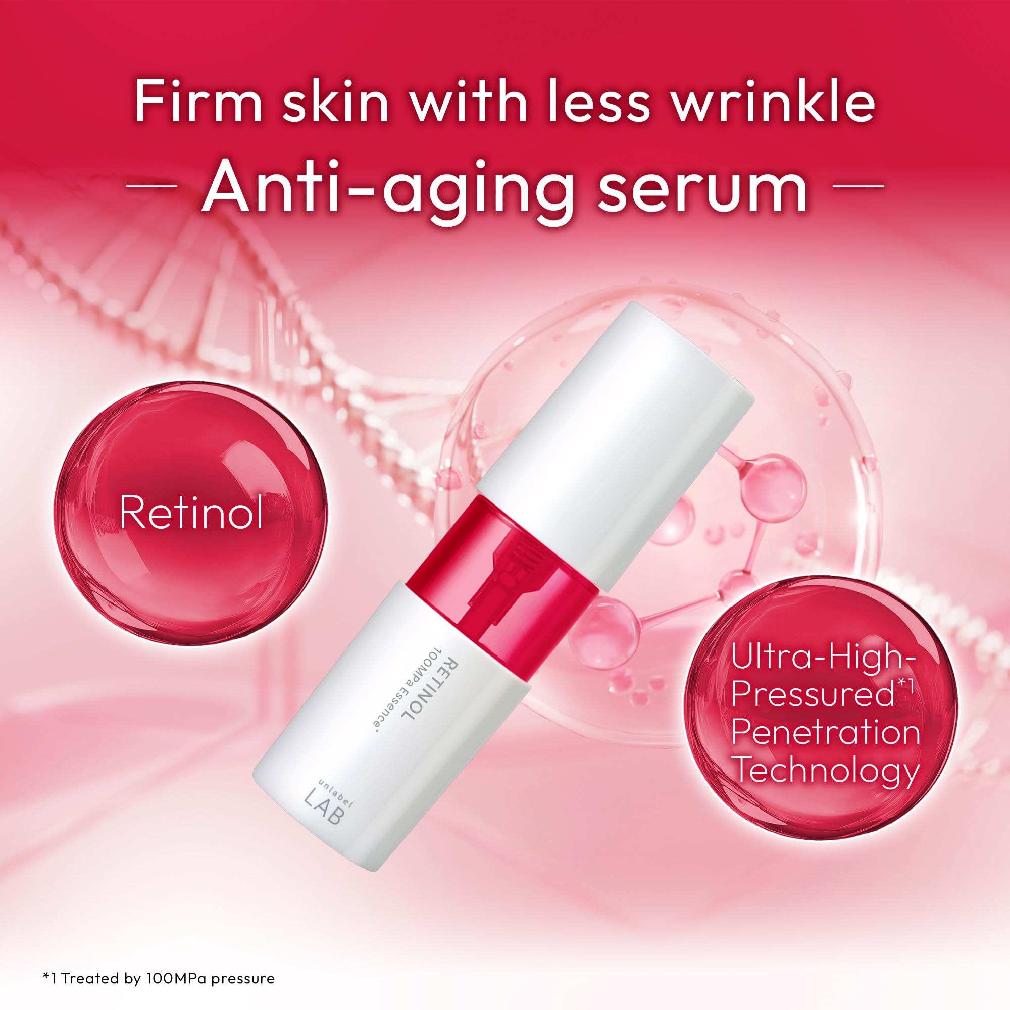 unlabel LAB Retinol Serum, Ultra-High-Pressured Retinol, Facial Essence for Wrinkles & Fine Lines, Fragrance Free, Made in Japan, J-beauty, 50mL
