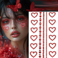 Valentine's Day Face Jewelry Body Face Rhinestone Temporary Tattoo Sticker Set Red Heart Face Gems for Women Girls Festive Face Stickers for Valentine's Day (Red Heart)