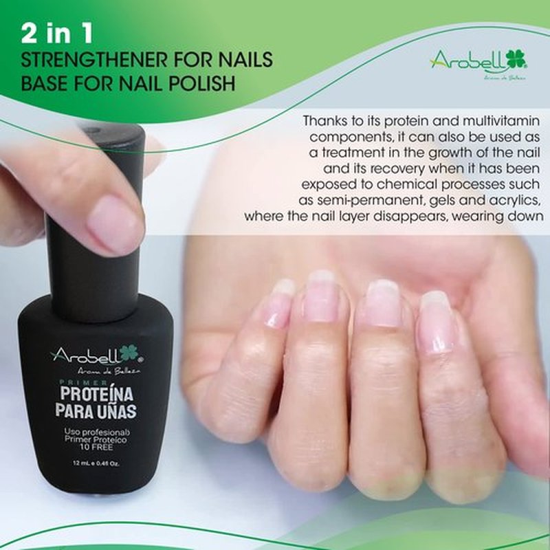 AROBELL Nail Primer - 12ml Multivitamin and Protein Nail Primer and Dehydrator – Professional Primer for Salons, Nail Artist Nail Tech Supplies - Easy to Apply and Long-Lasting Results