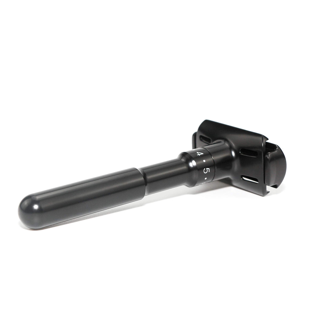 Adjustable Safety razor double edge razor Classic Safety razor, Matte black coating.RZ700 (1 Razor, 1 Leather Protective Sleeve & 10 pcs Titanium Coated Blades)