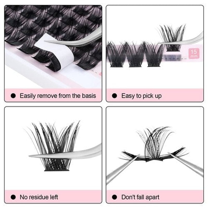 KISSXIAOYA Cluster Lashes Extensions, 144Pcs Individual Cluster Lashes D Curl 14mm, Wide Stem Cluster Eyelashes Soft Natural False Eyelashes Cluster DIY Eyelash Extension At Home (144pcs, 12mm)