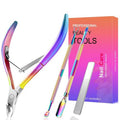 Cuticle Trimmer with Cuticle Pusher and Cutter,Cuticle Remover Nippers Professional Stainless Steel Cutter Clippers,Pedicure Manicure Tools for Fingernails Toenails