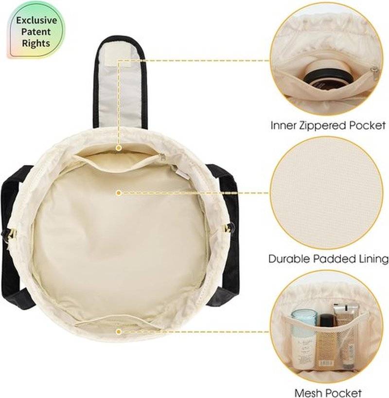 Narwey Makeup Bag - Large Lay Flat Open Cosmetic Bag for Women | Portable Travel Toiletry Bag (Black)