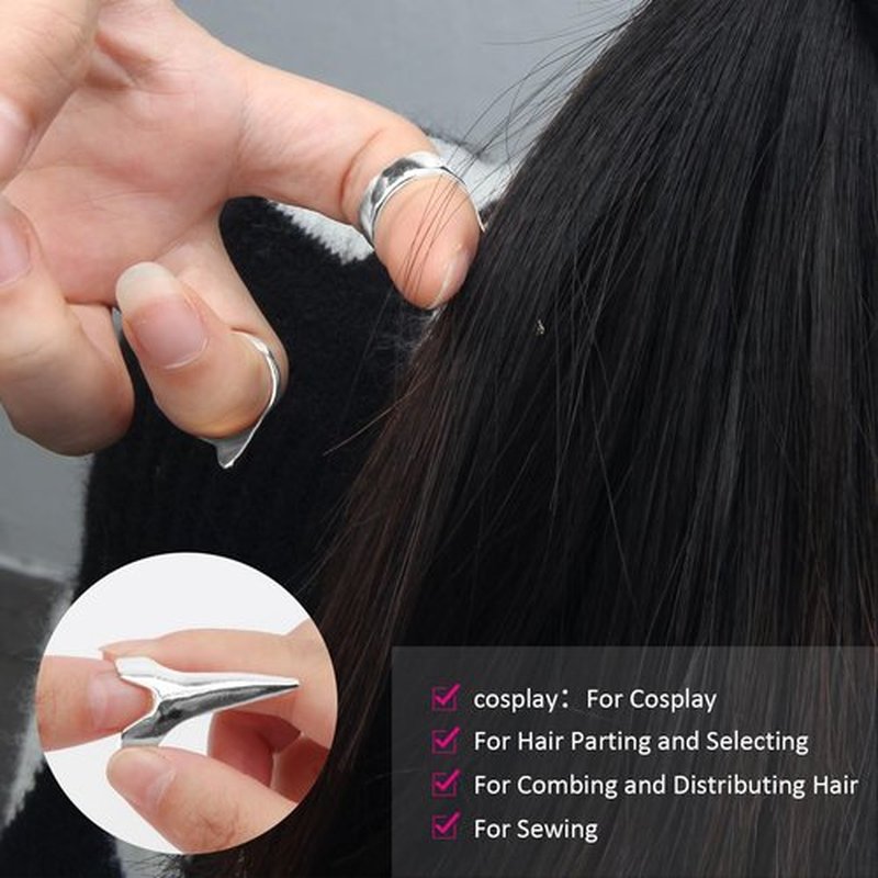 17 Pieces Hair Parting Tools Set Square, Included 8 Pieces Hair Parting Ring 2 Pieces Metal Rat Tail Comb 6 Pieces Hair Sectioning Clip with Magnetic Wrist Sewing Pin Holder for Braiding (Purple)