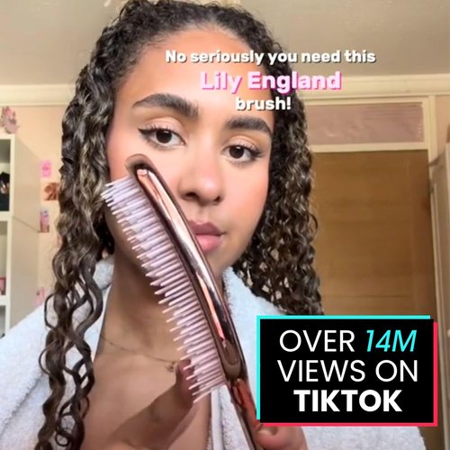 Lily England Detangling & Styling Brush - Pain-Free Rose Gold Brush for Curly Wet & Dry Hair