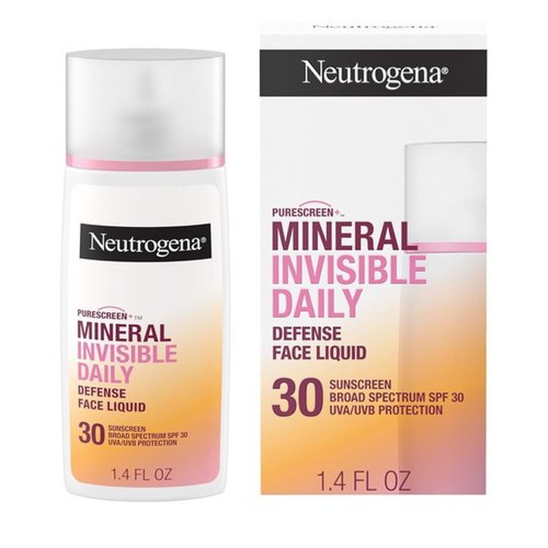 Neutrogena Purescreen+ Mineral Sunscreen - Invisible Daily Defense for Face, SPF 30, 1.4 fl. oz | Fragrance-Free & Water Resistant